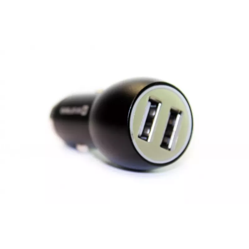 Evelatus EC7DC01 nabíjačka do auta 3.1A 2 USB porty s nerezovým núdzovým nástrojom čierna