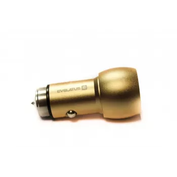 Evelatus ECC01 GOLD nabíjačka do auta 2 USB porty 3.1A s nerezovým núdzovým nástrojom zlatá