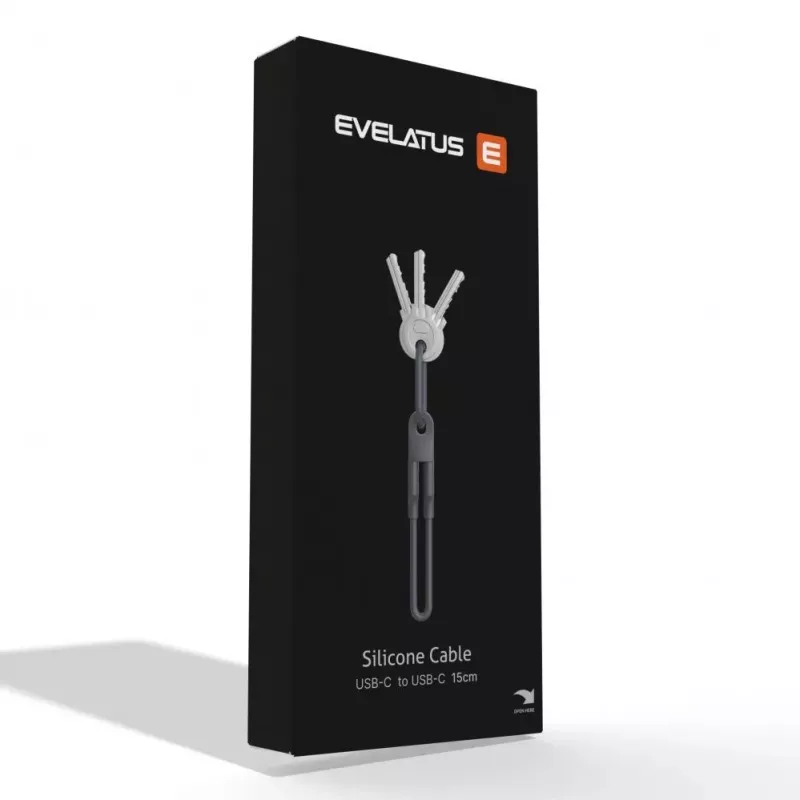 Evelatus USB C na USB C silikónový kábel 0,2M sivý