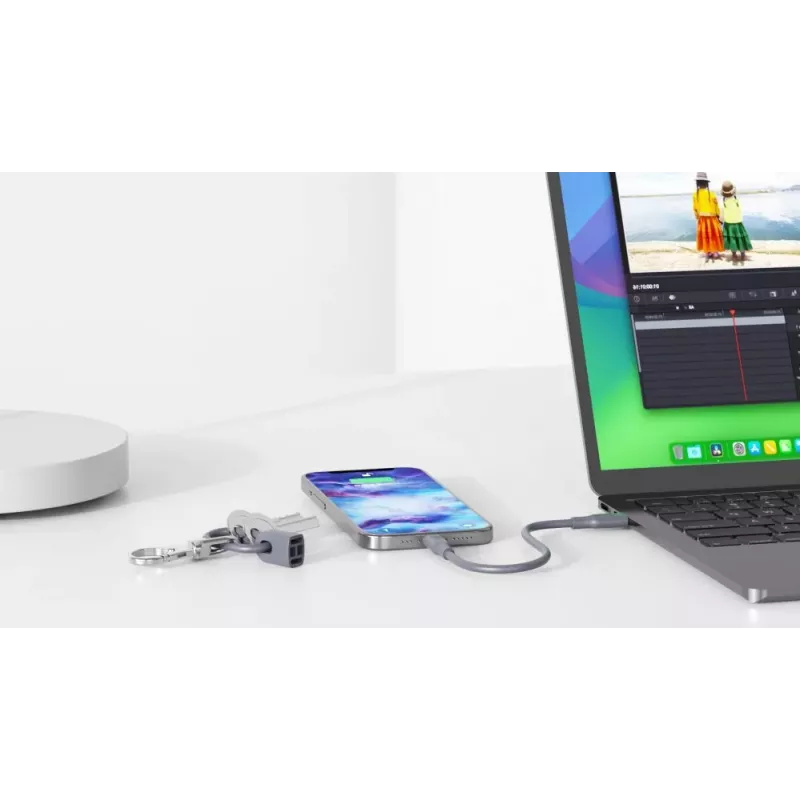 Evelatus USB C na USB C silikónový kábel 0,2M sivý