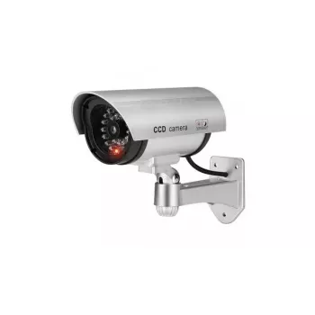 iWear IR1 atrapa CCTV bezpečnostná kamera s blikajúcim červeným svetlom, 2x AA batéria, strieborná