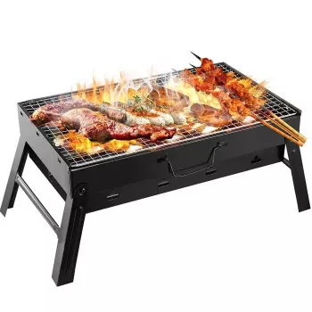 iLike Grillpapa Super Compact Foldable gril na drevené uhlie 36x29x6,8 cm na piknik a kempovanie