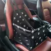 iLike malá prepravná klietka pre psov a mačky na cestovanie autom, vodotesná a skladacia, čierny vzor labky