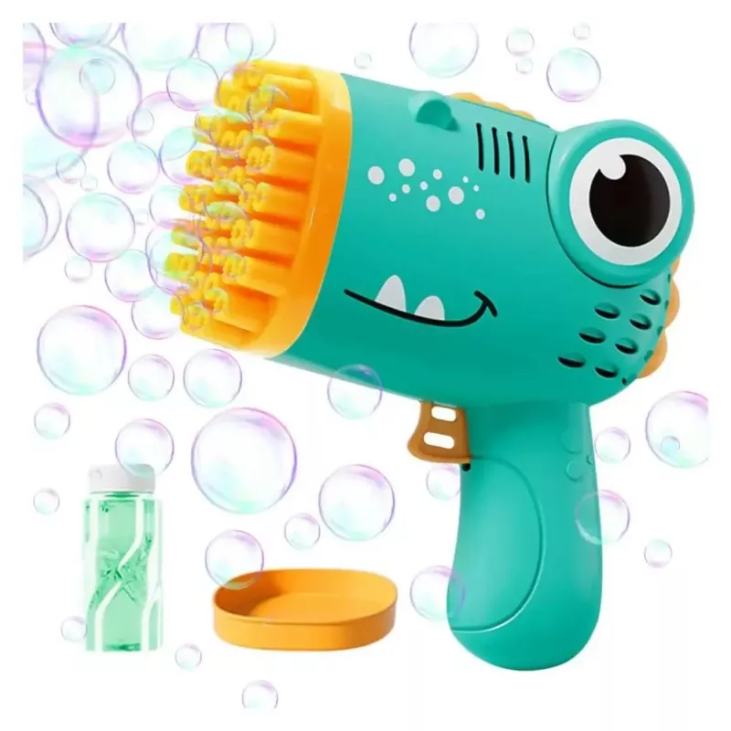 Kiddyz Bubble Gun 40 otvorov bublinková pištoľ s držiakom na fľašu pre detské párty v interiéri a hry vonku
