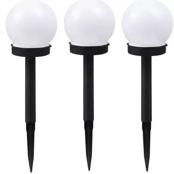 Elight Garden solárna guľová lampa sada 3ks 10cm studená biela LED so senzorom súmraku vodotesná čierna