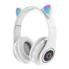 Bemi B39 detské mačacie Bluetooth bezdrôtové slúchadlá s FM rádiom, MP3, MicroSD a telefonovaním - biela
