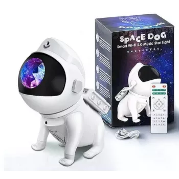 Elight G6 Space Dog Nebula Effect Nástenný a stropný projektor s reproduktorom, Bluetooth App, diaľkovým ovládačom, biely