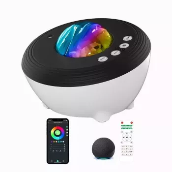 Elight J1 Aurora projektor s atmosférickými zvukmi a Bluetooth reproduktorom, Smart Wi-Fi Bluetooth App ovládanie, biely