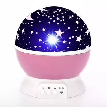 Elight L1 2in1 Star Sky projektor a nočná lampa so 4x AAA / USB káblom 220V napájanie ružová