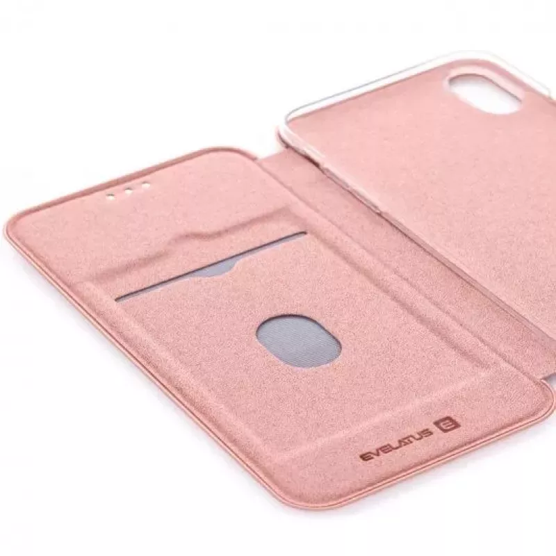 Evelatus Apple iPhone XR knižné puzdro ružové zlato