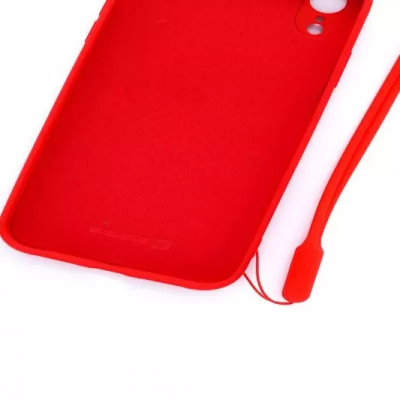 Evelatus Apple iPhone XR Soft Touch silikónové puzdro s remienkom červené
