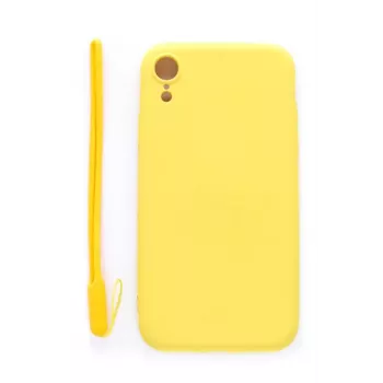 Evelatus Apple iPhone XR Soft Touch silikónové puzdro s remienkom žlté