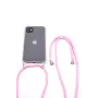 EVELATUS Apple iPhone X/XS puzdro so šnúrkou pruhy ružové transparentné