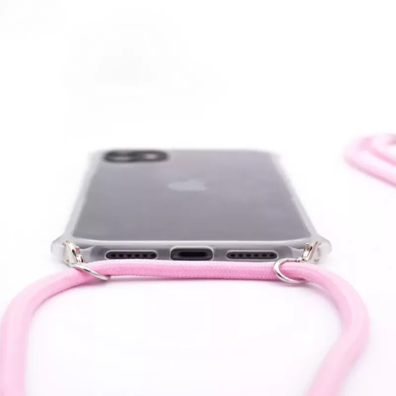 Evelatus Apple iPhone XR puzdro so šnúrkou ružové transparentné