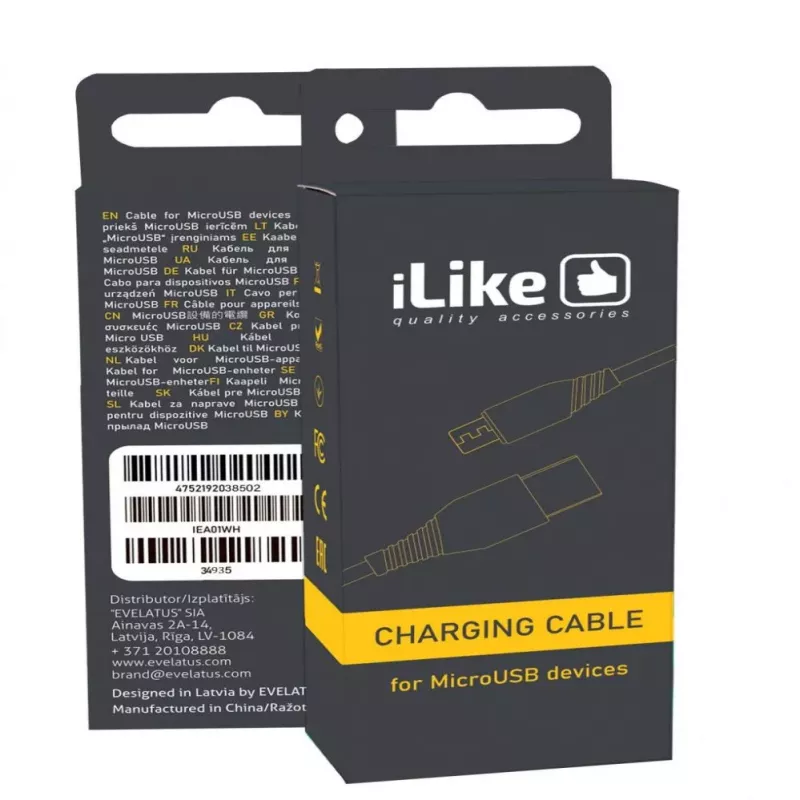 iLike Nabíjací kábel pre MicroUSB ICM01 biely
