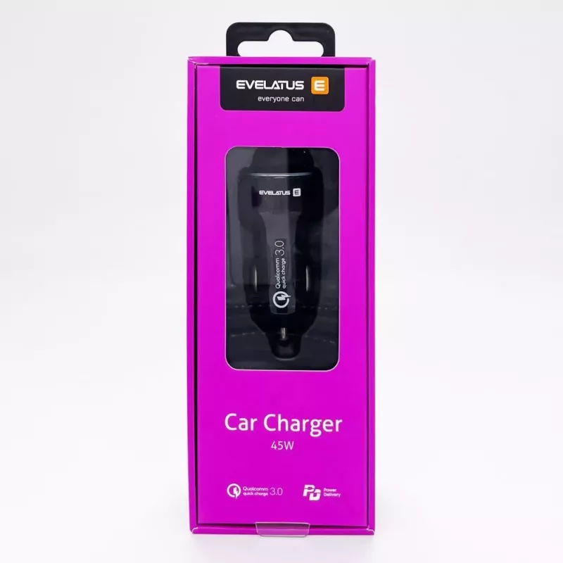 Evelatus rýchla auto nabíjačka QCC03 čierna