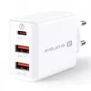 Evelatus ETC06 cestovná nabíjačka EU nástenná 3 porty 32W USB-C / USB-A2 biela