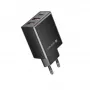 EVELATUS cestovná nabíjačka EU nástenná 3 porty 32W USB-C / USB-A2 ETC06 čierna