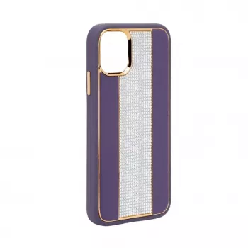 iLike Apple iPhone 11 diamantové a kožené puzdro fialová