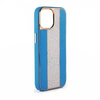 iLike Apple iPhone 11 diamantové a kožené puzdro modrá