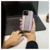 iLike Apple iPhone 15 diamantové a kožené puzdro ružový piesok