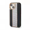 iLike Apple iPhone 15 diamantové a kožené puzdro čierna