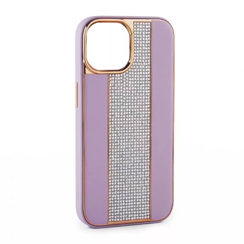 iLike Apple iPhone 15 Pro diamantové a kožené puzdro ružový piesok
