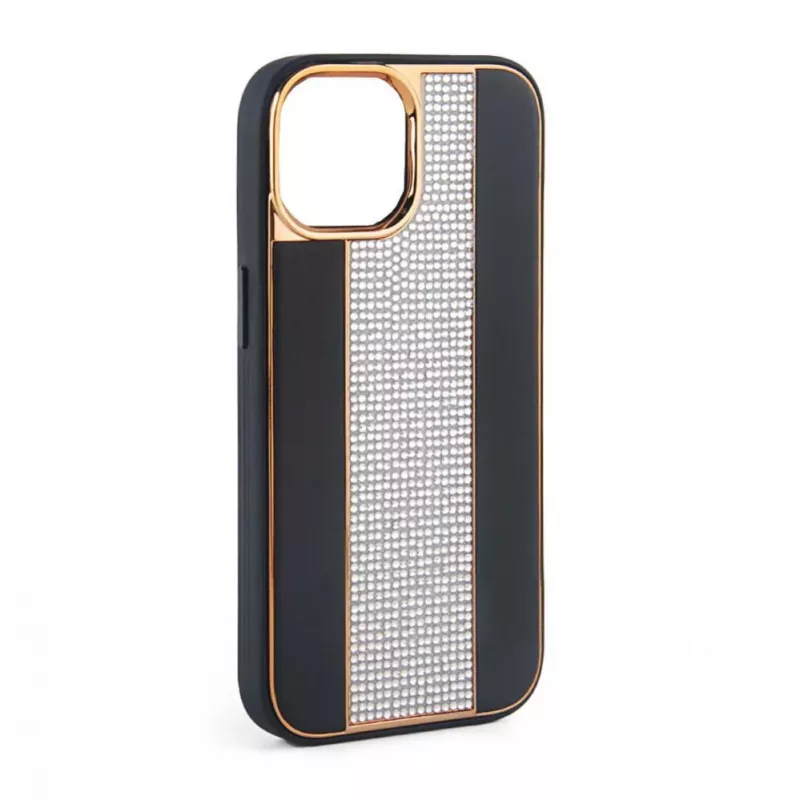 iLike Apple iPhone 15 Pro diamantové a kožené puzdro čierna