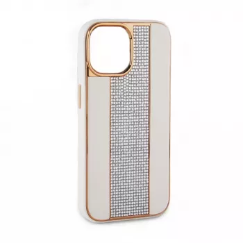 iLike Apple iPhone 15 Pro Max diamantové a kožené puzdro biela