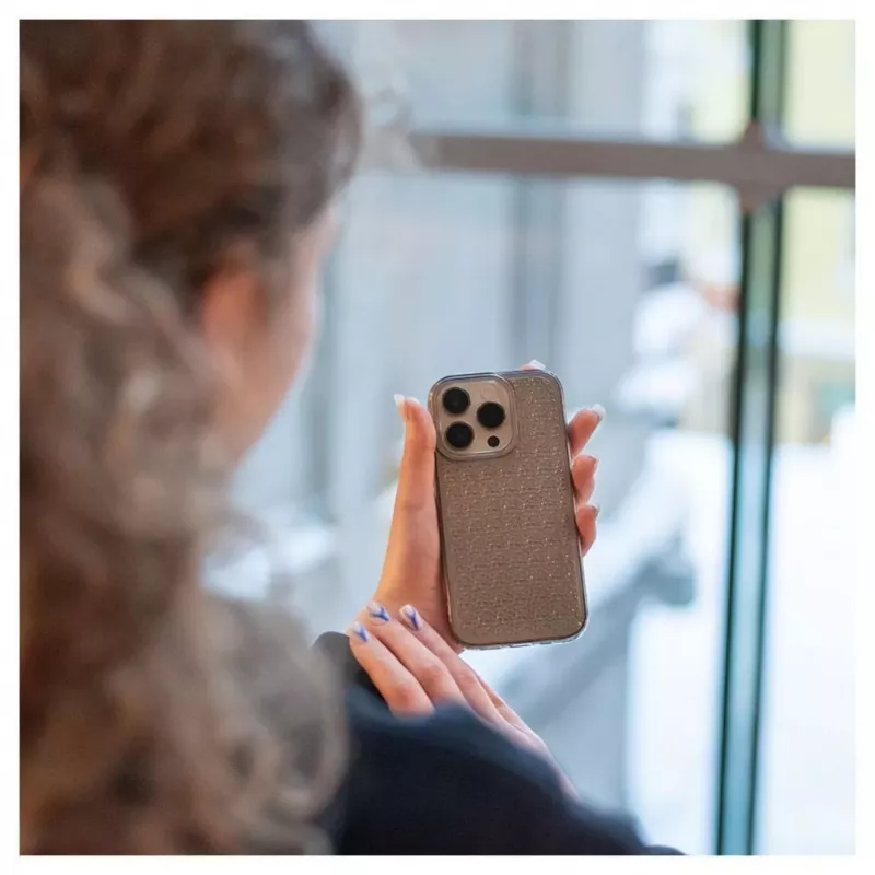iLike Apple iPhone 14 Pro silikónové puzdro Shine transparentné čierna