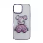 iLike Apple iPhone 11 silikónové puzdro Print Desire Bear fialová
