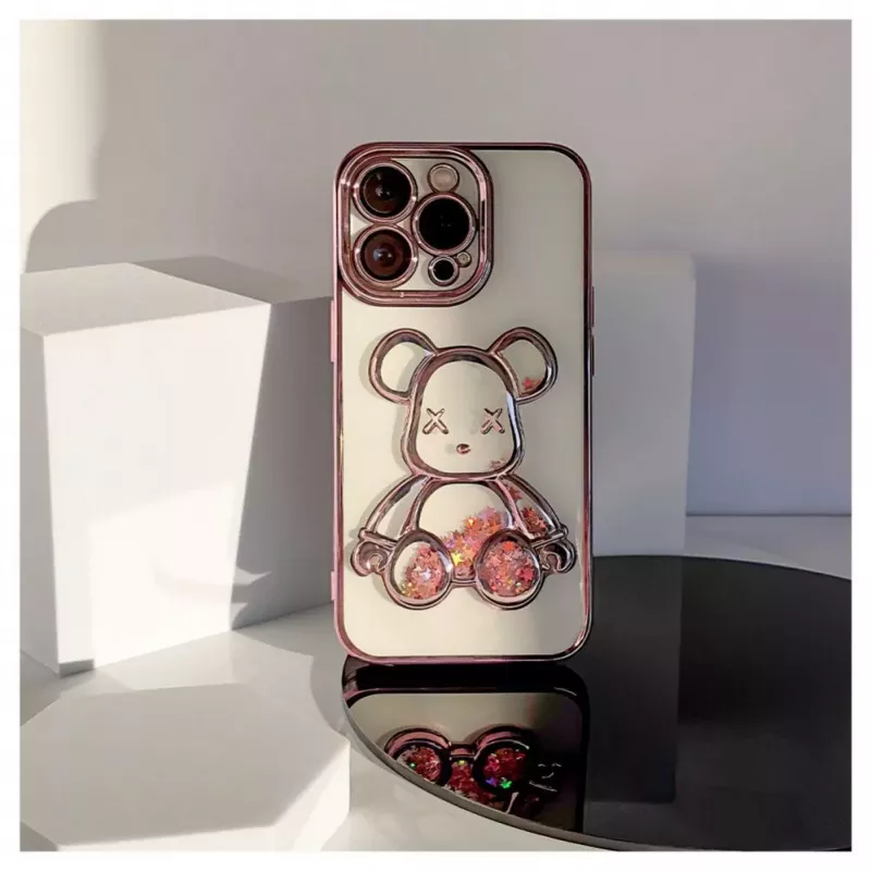 iLike Apple iPhone 13 Pro silikónové puzdro Print Desire Bear ružová