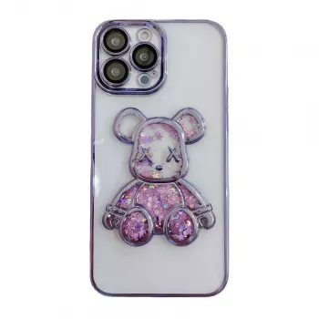 iLike Apple iPhone 14 Pro silikónové puzdro Print Desire Bear fialová