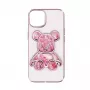 iLike Apple iPhone 15 silikónové puzdro Print Desire Bear ružová