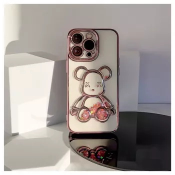 iLike Apple iPhone 15 Pro silikónové puzdro Print Desire Bear ružová