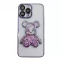 iLike Apple iPhone 15 Pro silikónové puzdro Print Desire Bear fialová