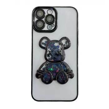 iLike Apple iPhone 15 Pro silikónové puzdro Print Desire Bear čierna