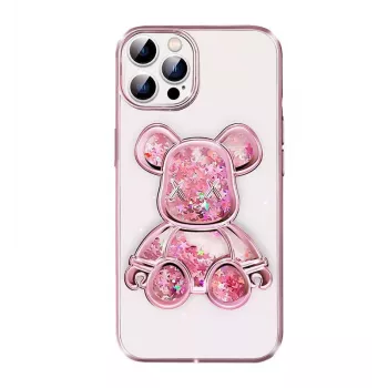 iLike Apple iPhone 15 Pro Max silikónové puzdro Print Desire Bear ružová