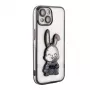 iLike Apple iPhone 13 silikónové puzdro Print Desire Rabbit čierna