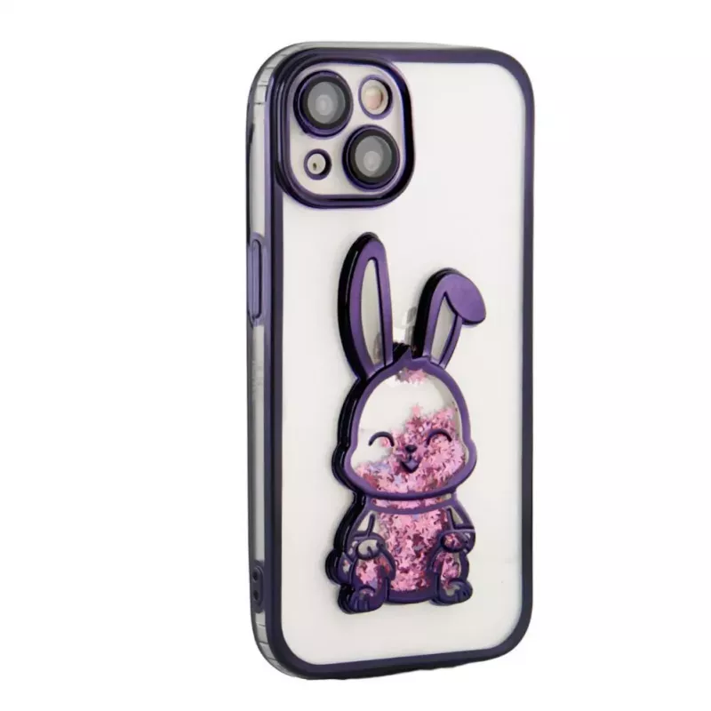 iLike Apple iPhone 13 silikónové puzdro Print Desire Rabbit fialová