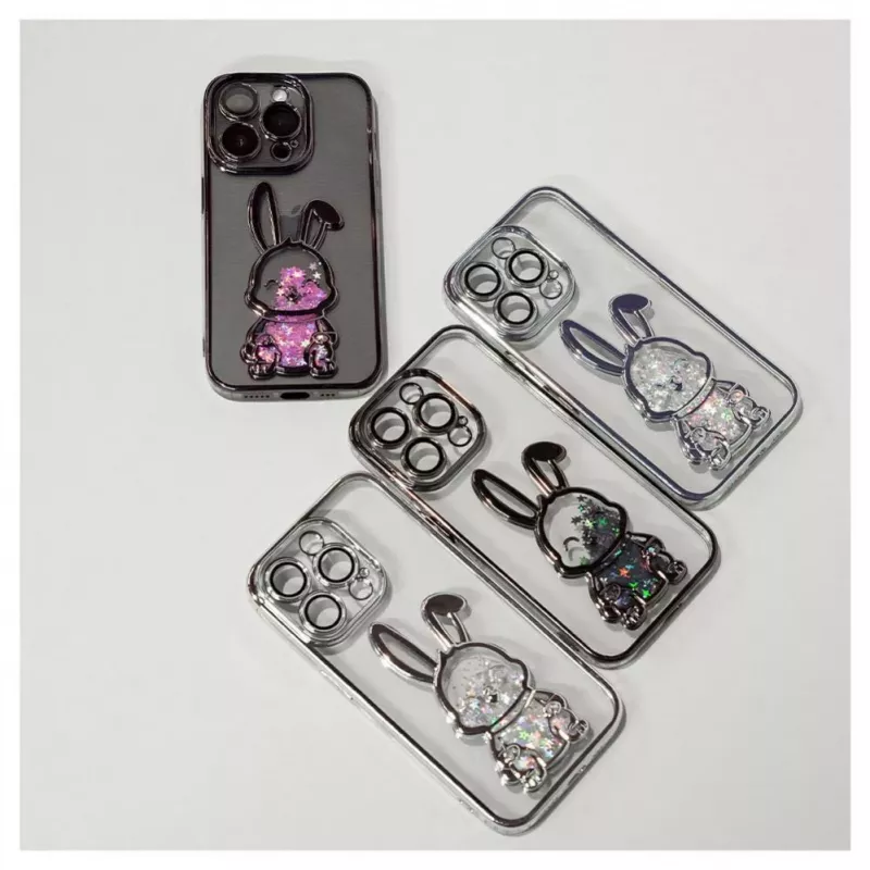 iLike Apple iPhone 14 Pro silikónové puzdro Print Desire Rabbit čierna
