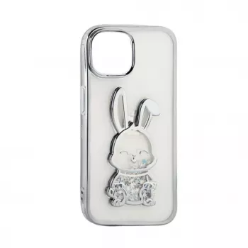 iLike Apple iPhone 15 silikónové puzdro Print Desire Rabbit strieborná
