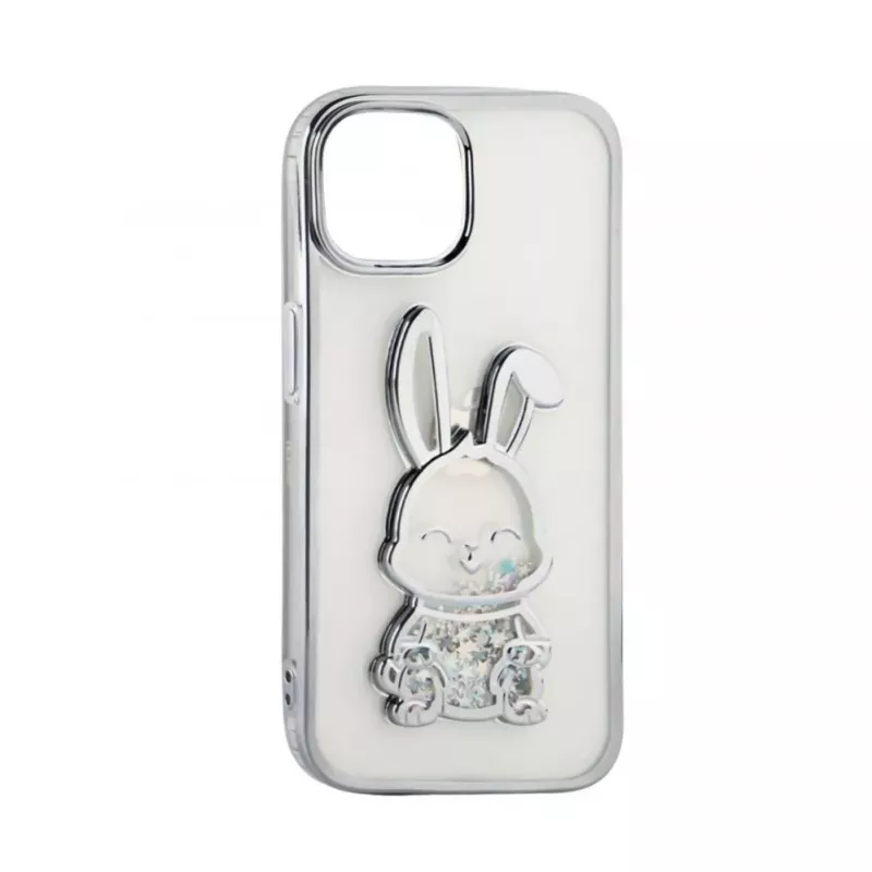 iLike Apple iPhone 15 silikónové puzdro Print Desire Rabbit strieborná
