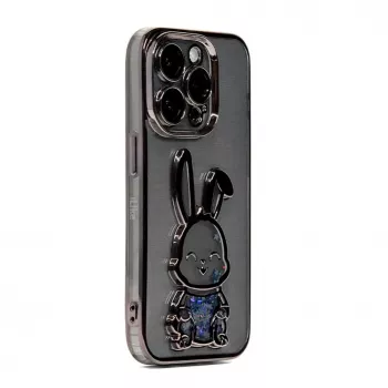 iLike Apple iPhone 15 Pro silikónové puzdro Print Desire Rabbit čierna