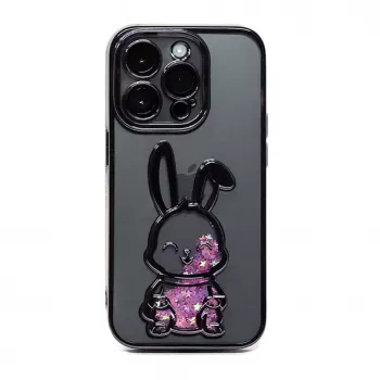 iLike Apple iPhone 15 Pro silikónové puzdro Print Desire Rabbit fialová