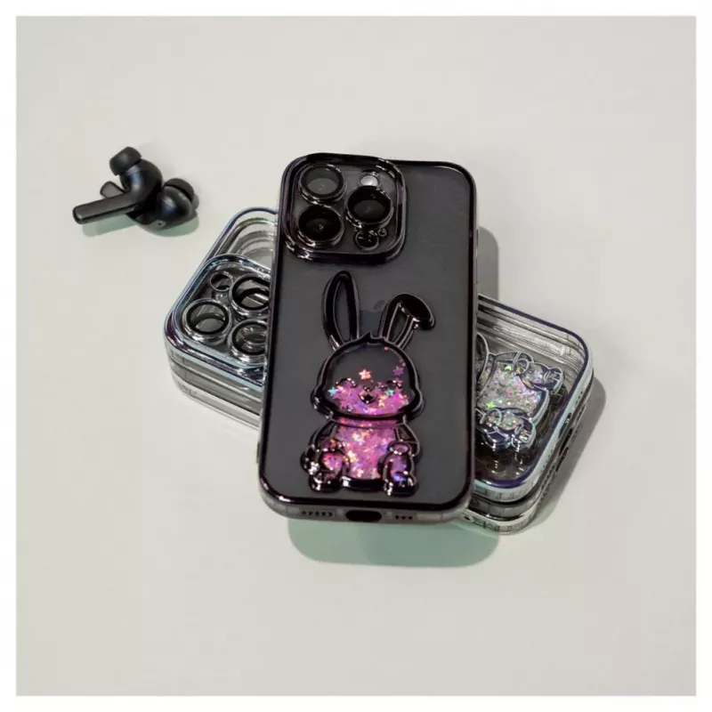 iLike Apple iPhone 15 Pro silikónové puzdro Print Desire Rabbit fialová