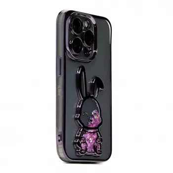 iLike Apple iPhone 15 Pro silikónové puzdro Print Desire Rabbit fialová