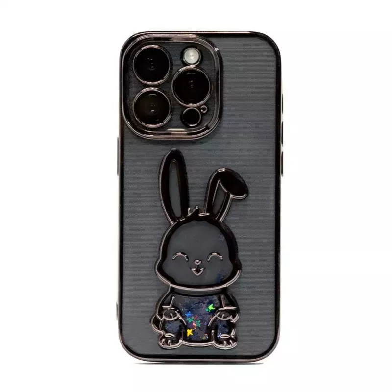 iLike Apple iPhone 15 Pro Max silikónové puzdro Print Desire Rabbit čierna
