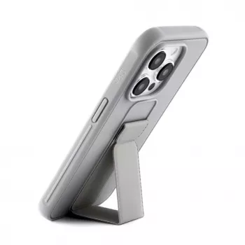 iLike Apple iPhone 15 Pro silikónové puzdro so stojanom strieborná