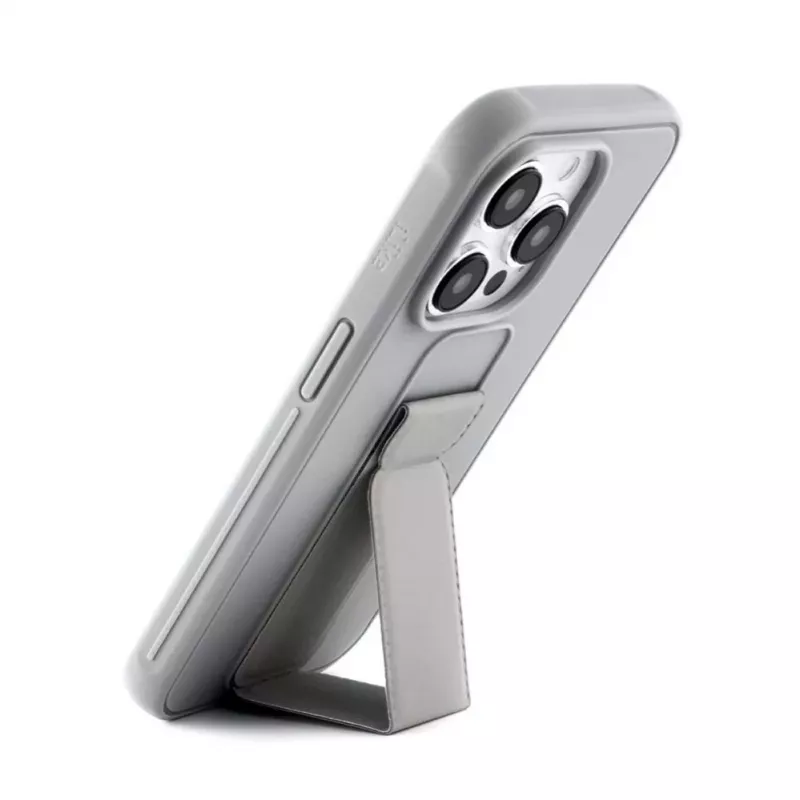 iLike Apple iPhone 15 Pro silikónové puzdro so stojanom strieborná